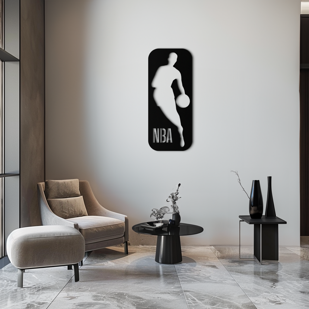 NBA Basketball Player Silhouette Metal Wall Art – Iconic Sports Decor for Game Rooms- KAF676