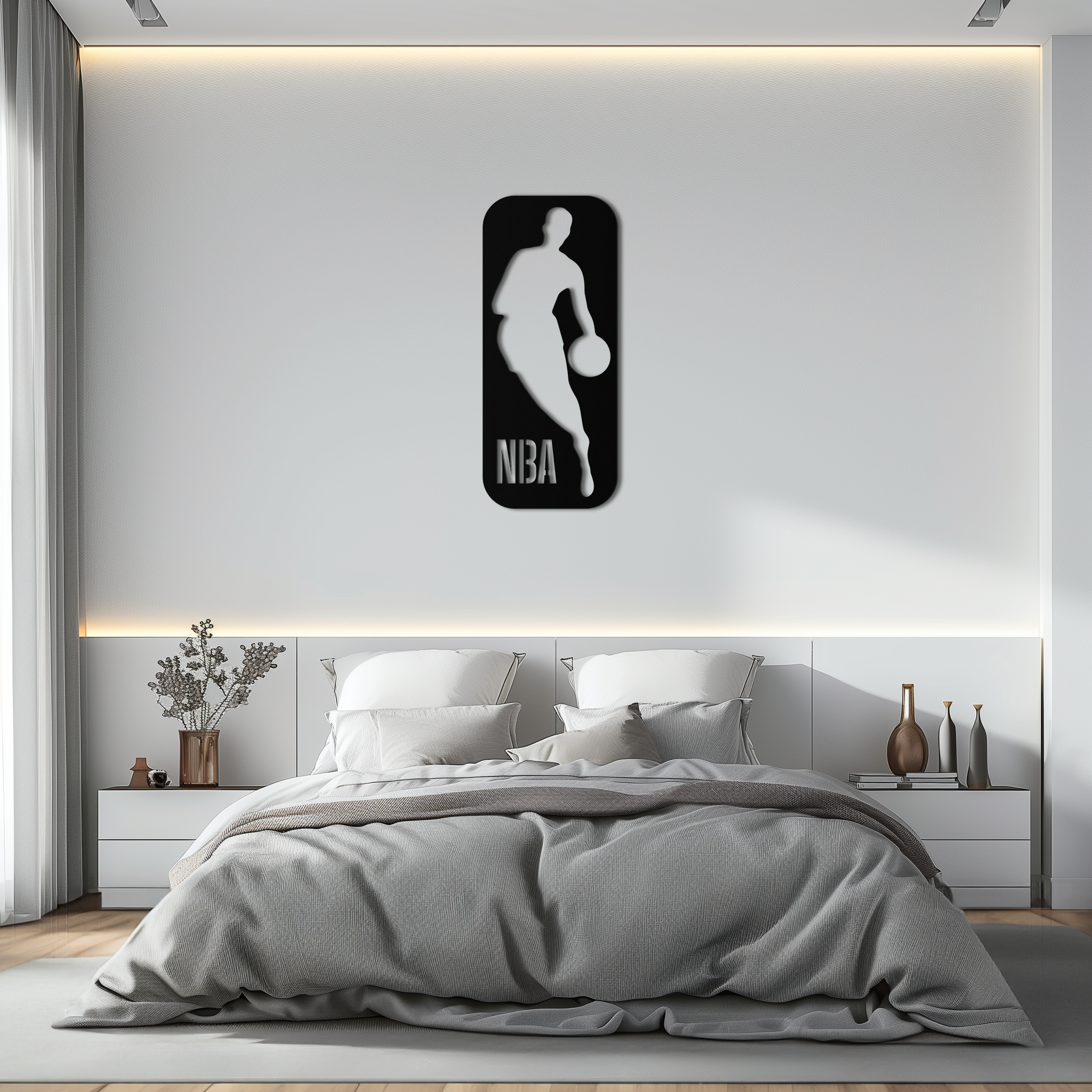 NBA Basketball Player Silhouette Metal Wall Art – Iconic Sports Decor for Game Rooms- KAF676