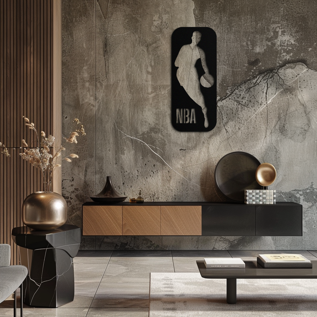NBA Basketball Player Silhouette Metal Wall Art – Iconic Sports Decor for Game Rooms- KAF676